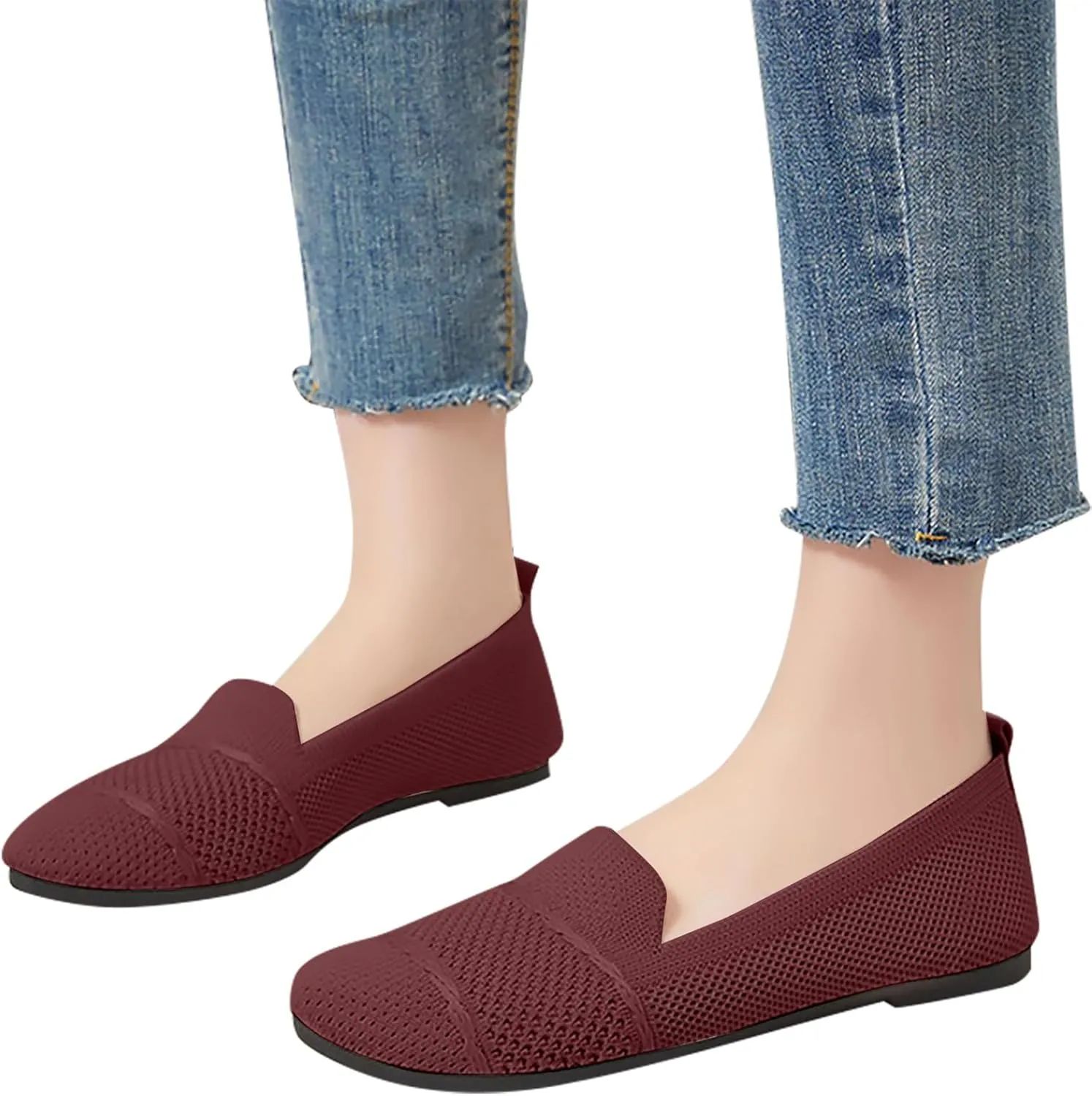 Womens Mesh Loafer Flat Walking Running Comfortable Round Toe Ballet Breathable Dress Washable Work Slip-on Shoes