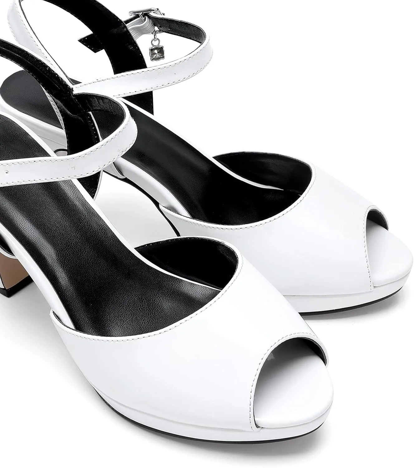 Women's Open Toe High Ankle Strap Heeled Sandals Platform Chunky Heel Strap Buckle Heeled Sandals Shoes