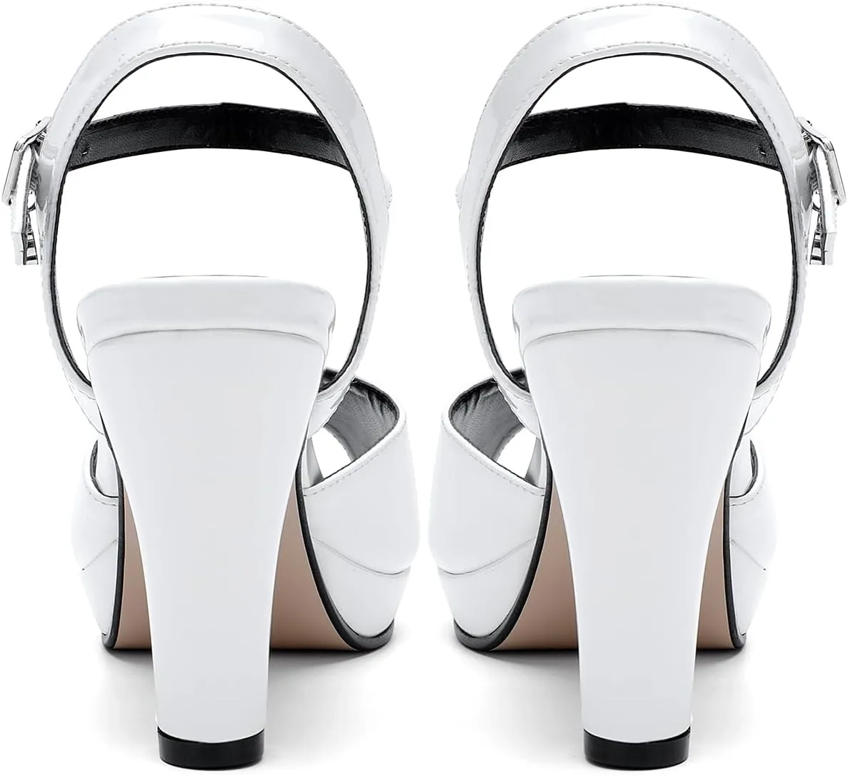 Women's Open Toe High Ankle Strap Heeled Sandals Platform Chunky Heel Strap Buckle Heeled Sandals Shoes