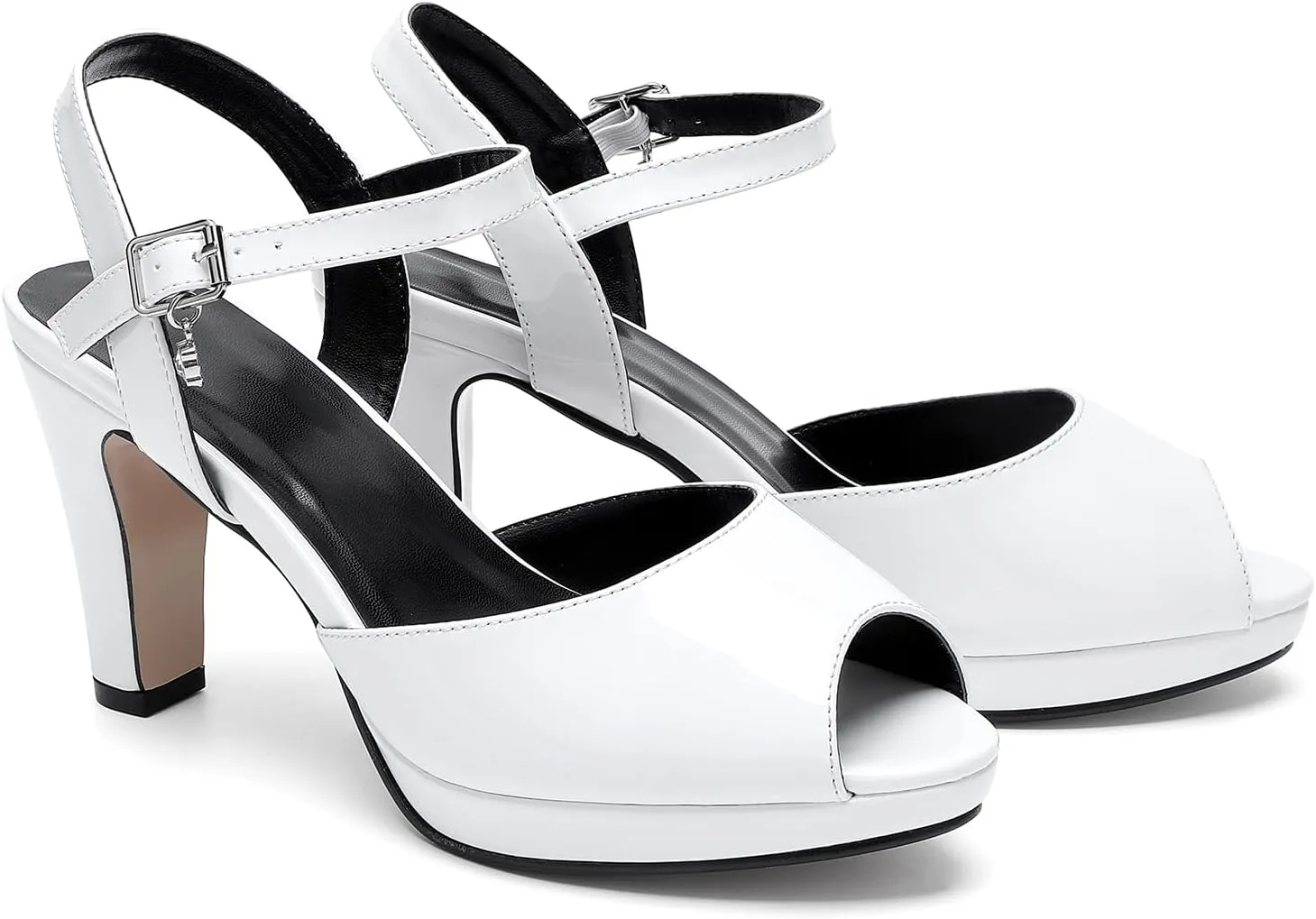 Women's Open Toe High Ankle Strap Heeled Sandals Platform Chunky Heel Strap Buckle Heeled Sandals Shoes