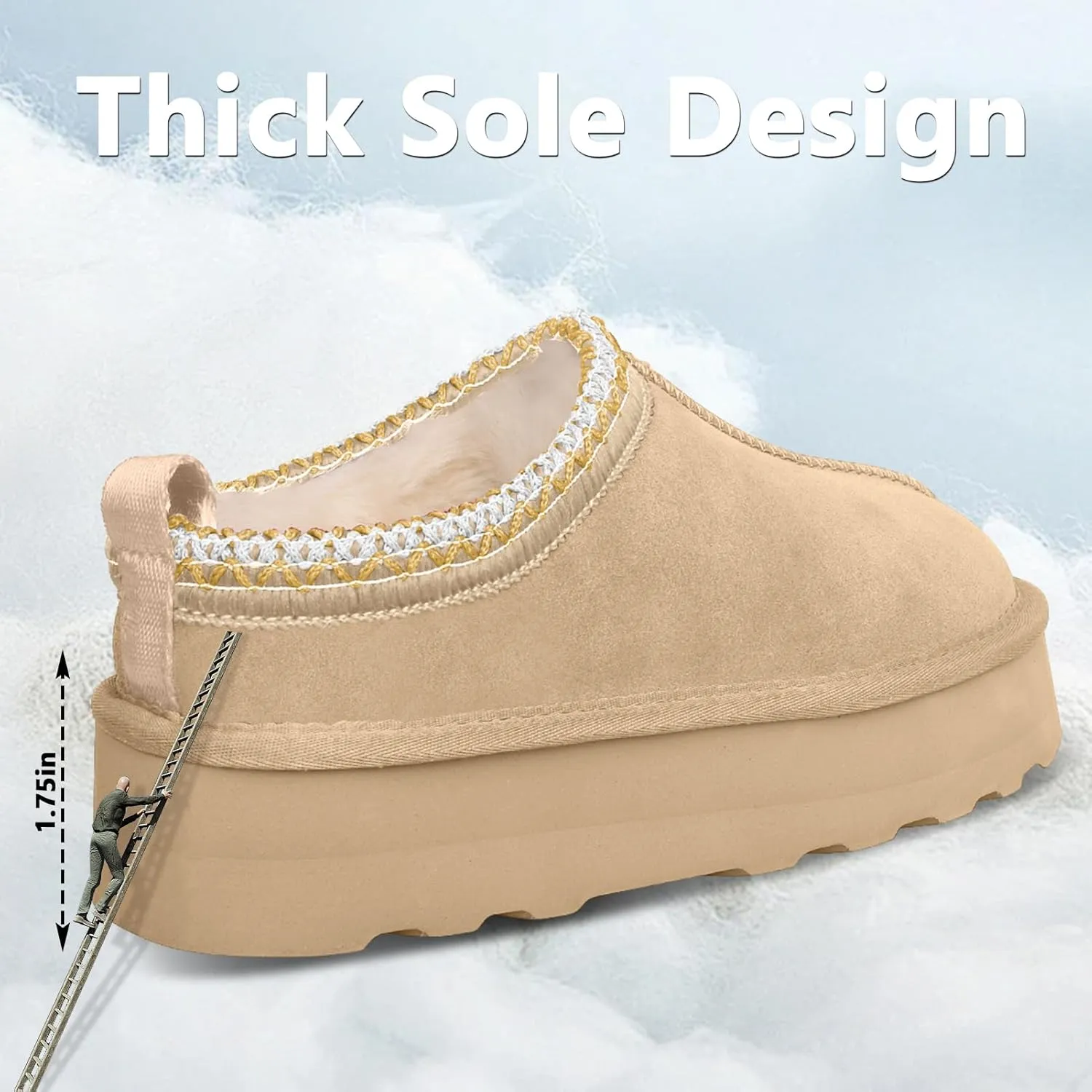 Women's Slippers Platform Mini Boots Short Ankle Boot Fur Fleece Lined Sneakers House slippers Anti-Slip Boot For Outdoor