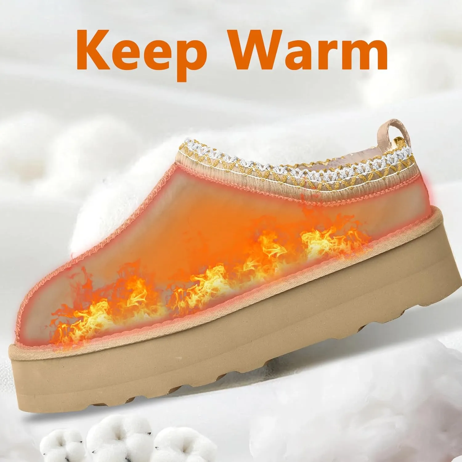Women's Slippers Platform Mini Boots Short Ankle Boot Fur Fleece Lined Sneakers House slippers Anti-Slip Boot For Outdoor