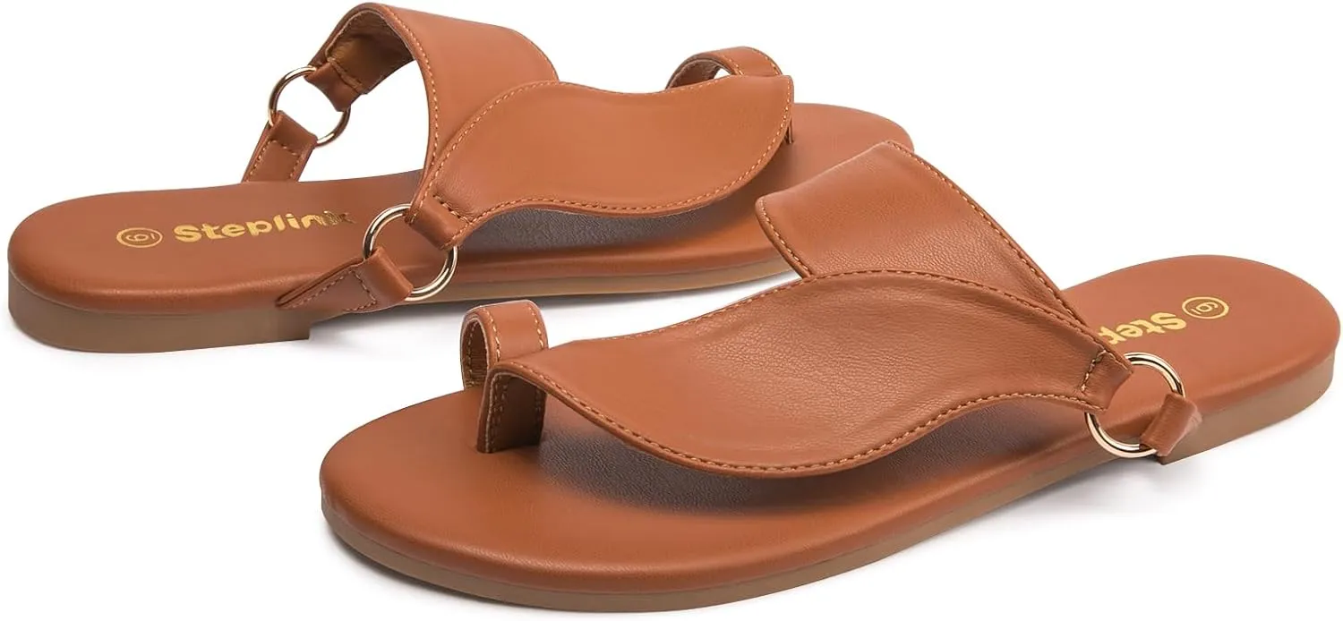 Women's Toe Loop Slide Sandals - Comfortable Slip-On Summer Flats, Lightweight and Stylish for Beach, Travel, and Daily Wear