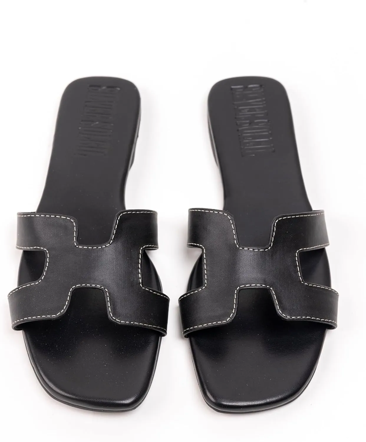 Women's Voyage Flat Slide Sandals - Square Open Toe Slides H-Band Slides for Women Fashionable Slip-On with Soft Leather Slippers for Summer | Comfort Walking with Beach Shoes