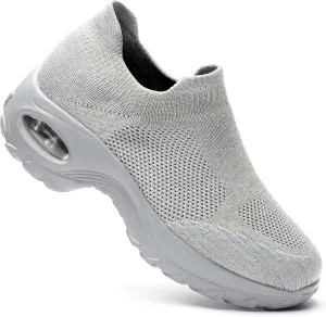 Womens Walking Clothes Ladies Shoes Sock Air Running Sneakers Platform Loafers Wedge Nurse Arch Support Zapatos de Mujer