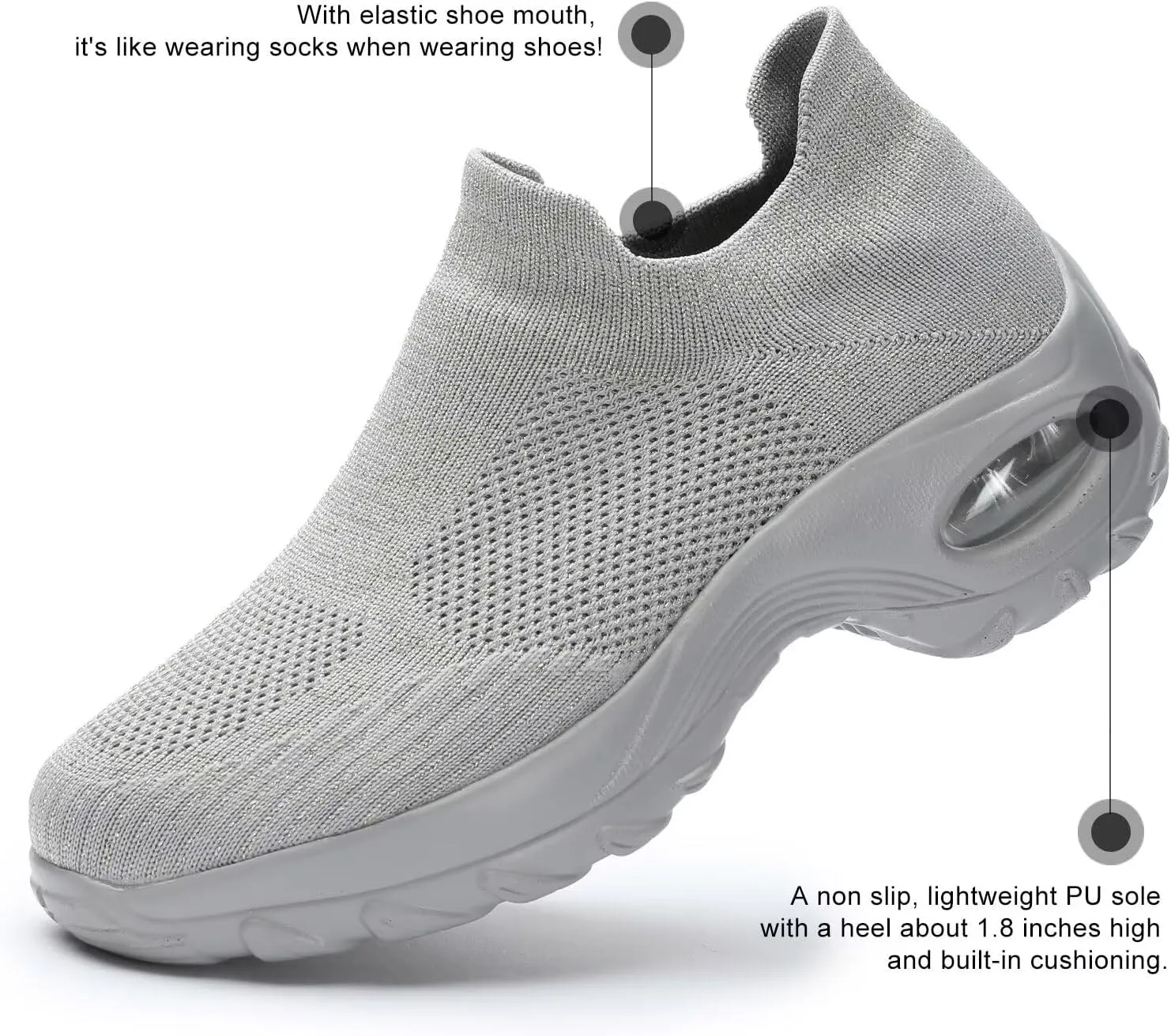Womens Walking Clothes Ladies Shoes Sock Air Running Sneakers Platform Loafers Wedge Nurse Arch Support Zapatos de Mujer