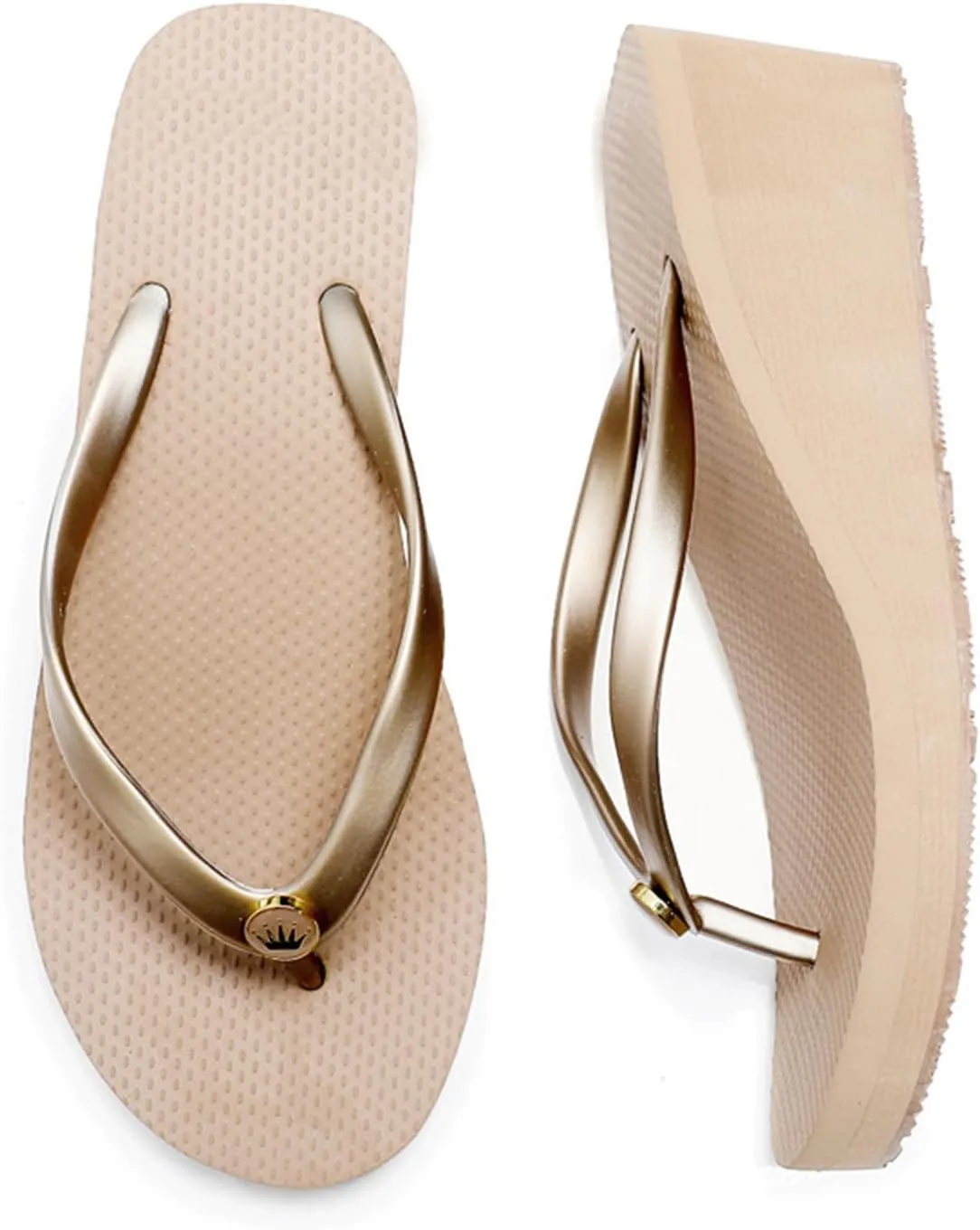 Women's Wedge Flip-flops Heeled,Women's summer casual fashion thick-soled sandal,6cm women's wedge-heeled beach slippers