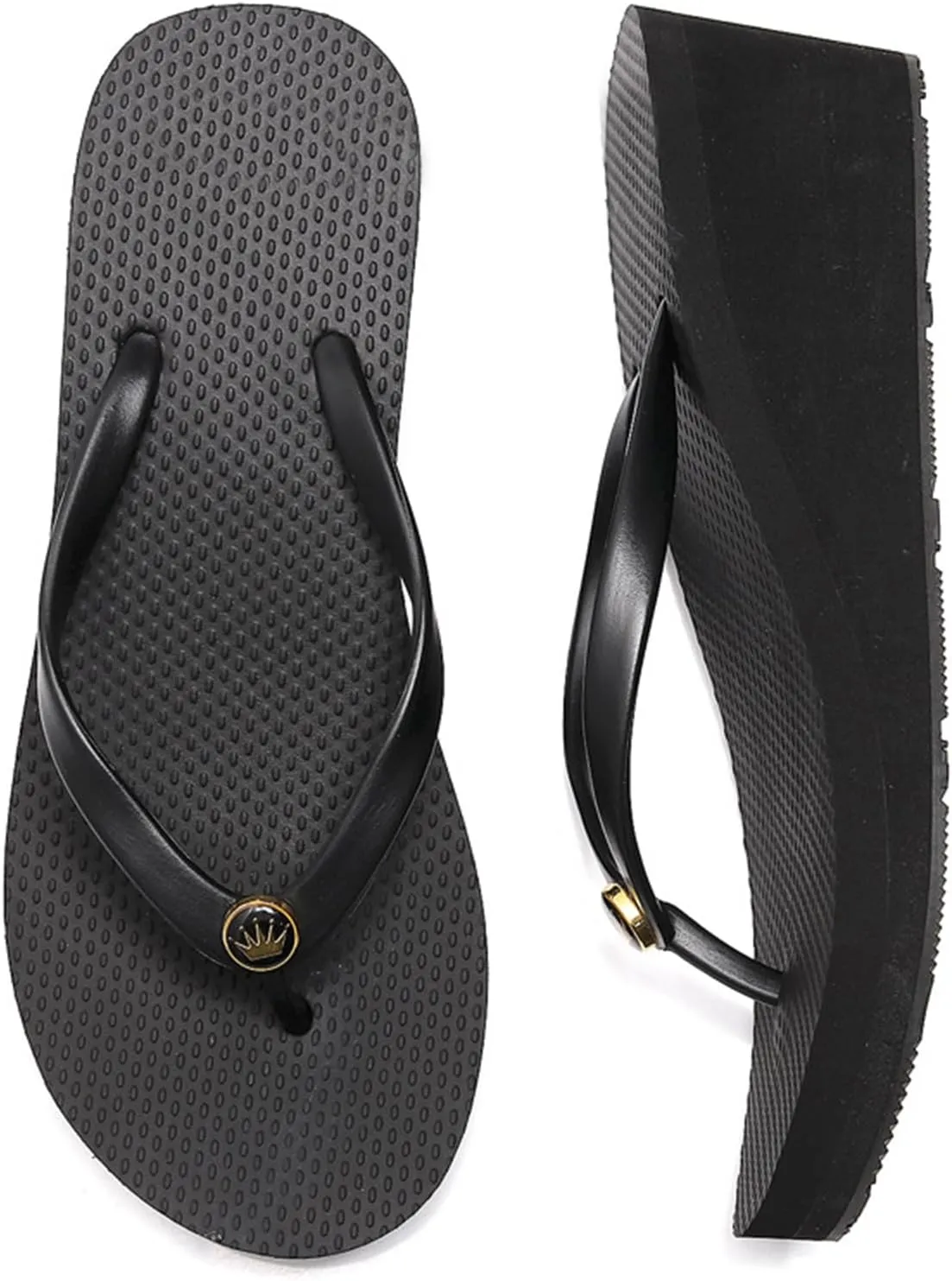 Women's Wedge Flip-flops Heeled,Women's summer casual fashion thick-soled sandal,6cm women's wedge-heeled beach slippers