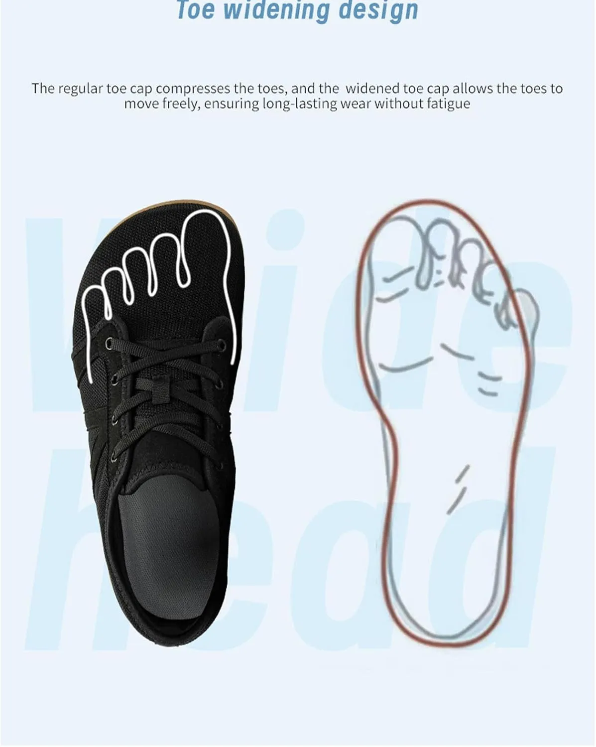 Women's Wide-Toe Barefoot Sneakers Lace-Up Soft-Soled Mesh Breathable Cross-Trainer Lightweight Running Shoes Casual Zero Drop Sole Work Shoes for Unisexy