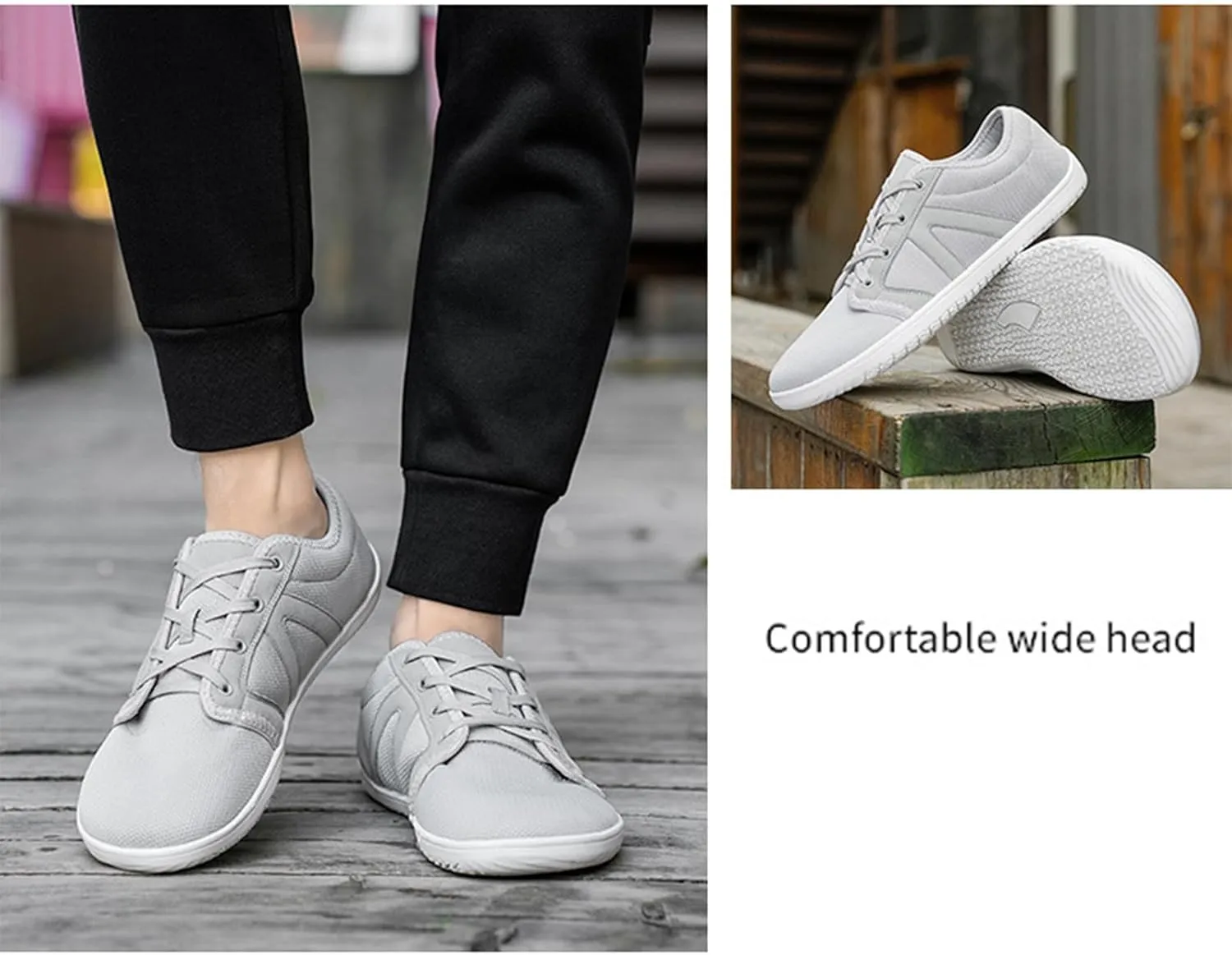 Women's Wide-Toe Barefoot Sneakers Lace-Up Soft-Soled Mesh Breathable Cross-Trainer Lightweight Running Shoes Casual Zero Drop Sole Work Shoes for Unisexy