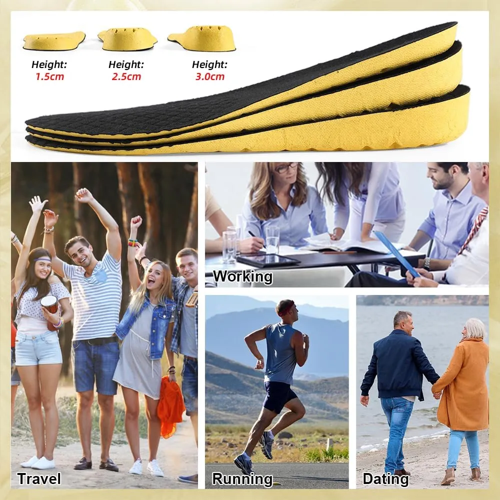 XINIFOOT Soft Breathable Height Increase Sports Shoe Insoles, Elastic Shock Absorbing Mesh Holes Replacement Inserts for Men and Women (2.5 cm Height, 1 Pair)