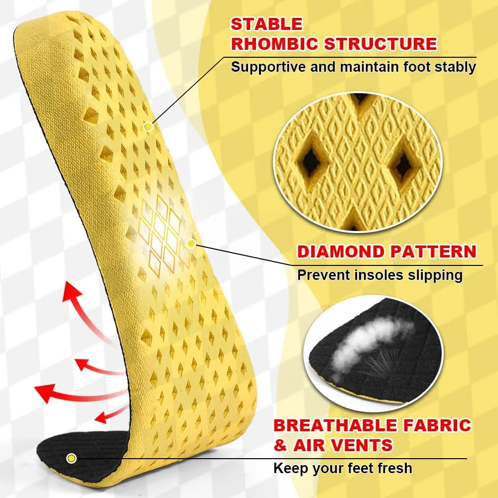 XINIFOOT Soft Breathable Height Increase Sports Shoe Insoles, Elastic Shock Absorbing Mesh Holes Replacement Inserts for Men and Women (2.5 cm Height, 1 Pair)