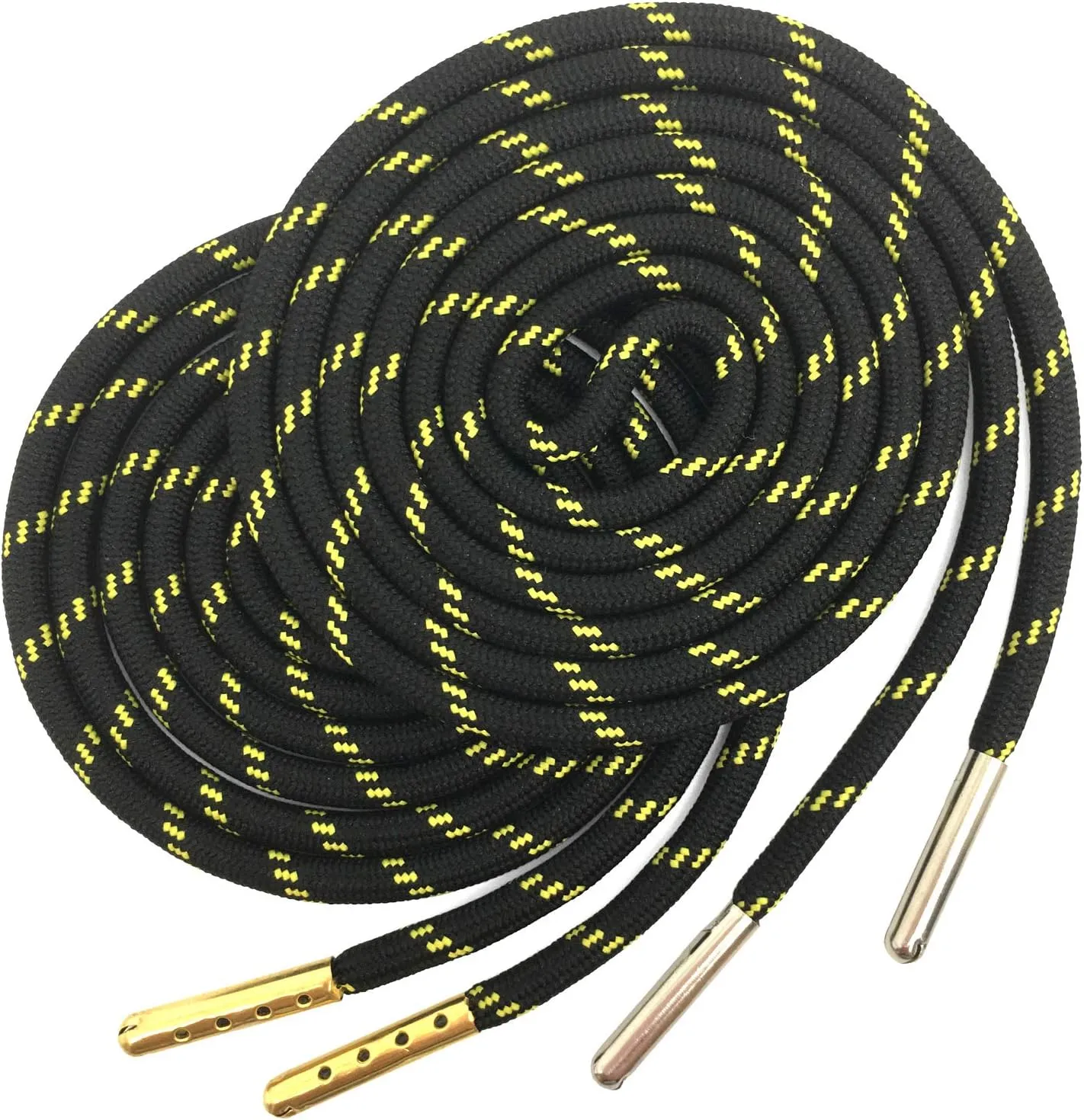 YJRVFINE 1/5" Thick Hiking Shoelaces with Metal Tips Round Boot Laces 2 Pair