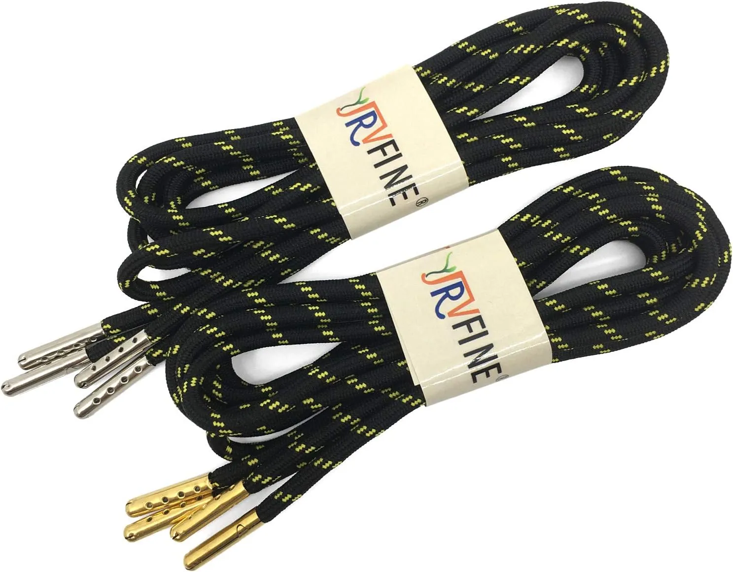 YJRVFINE 1/5" Thick Hiking Shoelaces with Metal Tips Round Boot Laces 2 Pair