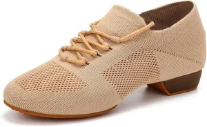 YKXLM Women Standard Practice Social Dance Sneaker Beginner Dance Practice Shoes for Women Low Heel Ballroom