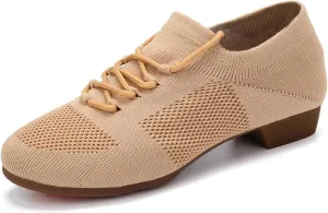 YKXLM Women Standard Practice Social Dance Sneaker Beginner Dance Practice Shoes for Women Low Heel Ballroom