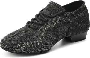 YKXLM Women Standard Practice Social Dance Sneaker Beginner Dance Practice Shoes for Women Low Heel Ballroom