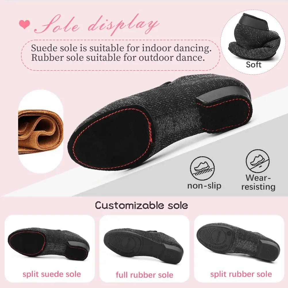 YKXLM Women Standard Practice Social Dance Sneaker Beginner Dance Practice Shoes for Women Low Heel Ballroom