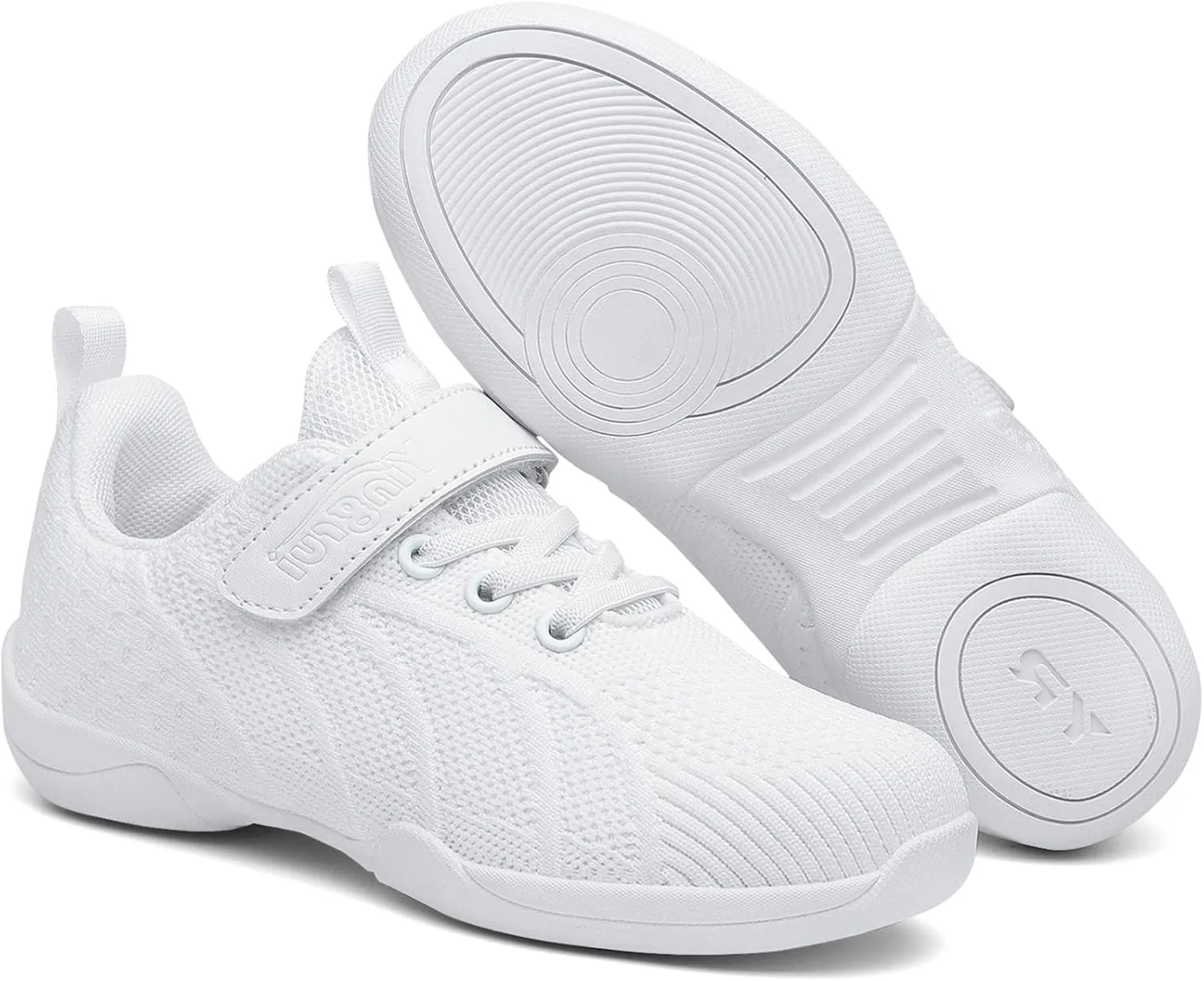 Youth Girls Mesh Breathable Running Sneakers Athletic Training Tennis Shoes White Cheerleading Shoes Dance Shoes