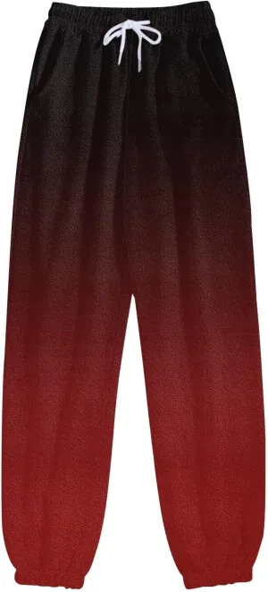 ZDRZK Womens Plus Size Pants Fashion Elastic High Waist Gradient Print Bunched Feet Sweatpants Baggy Soft Lounge Joggers