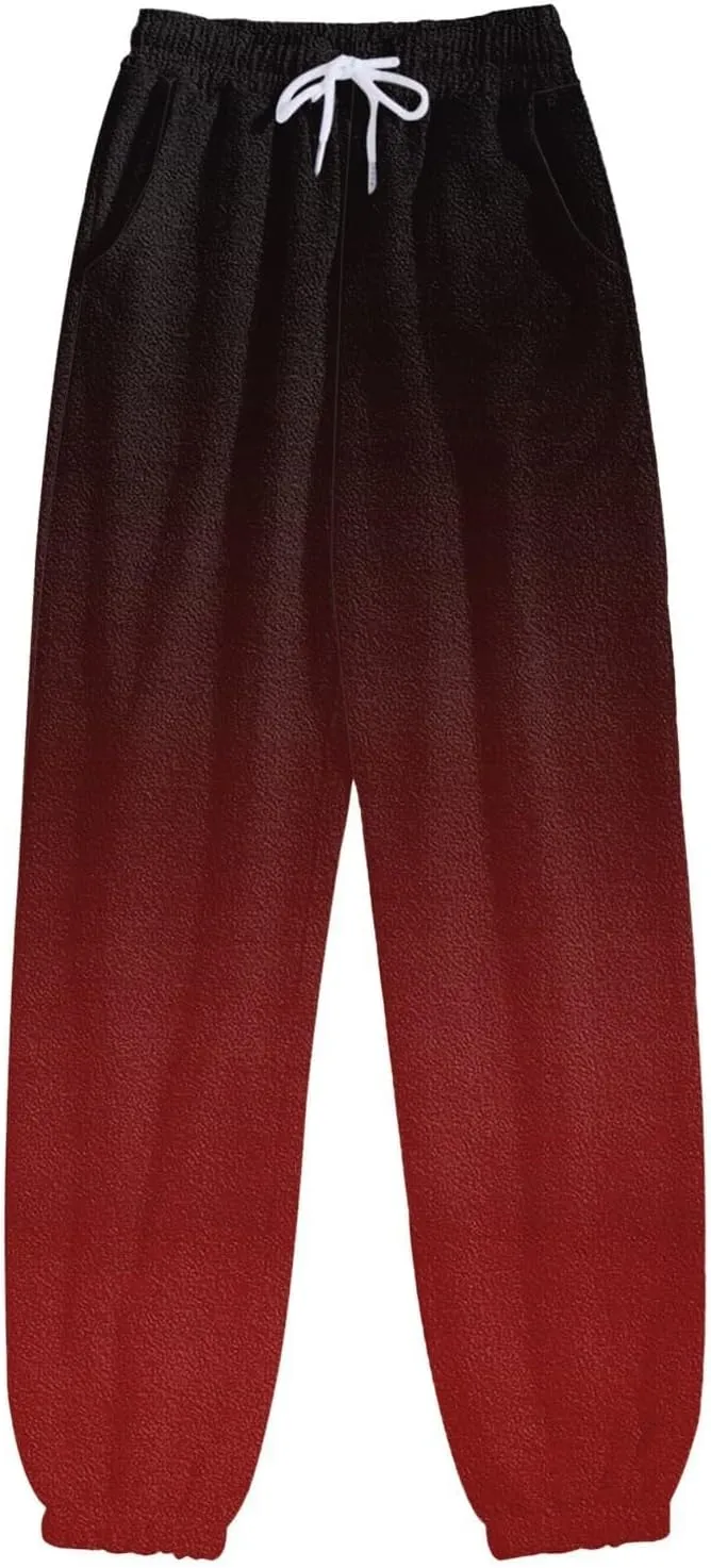 ZDRZK Womens Plus Size Pants Fashion Elastic High Waist Gradient Print Bunched Feet Sweatpants Baggy Soft Lounge Joggers