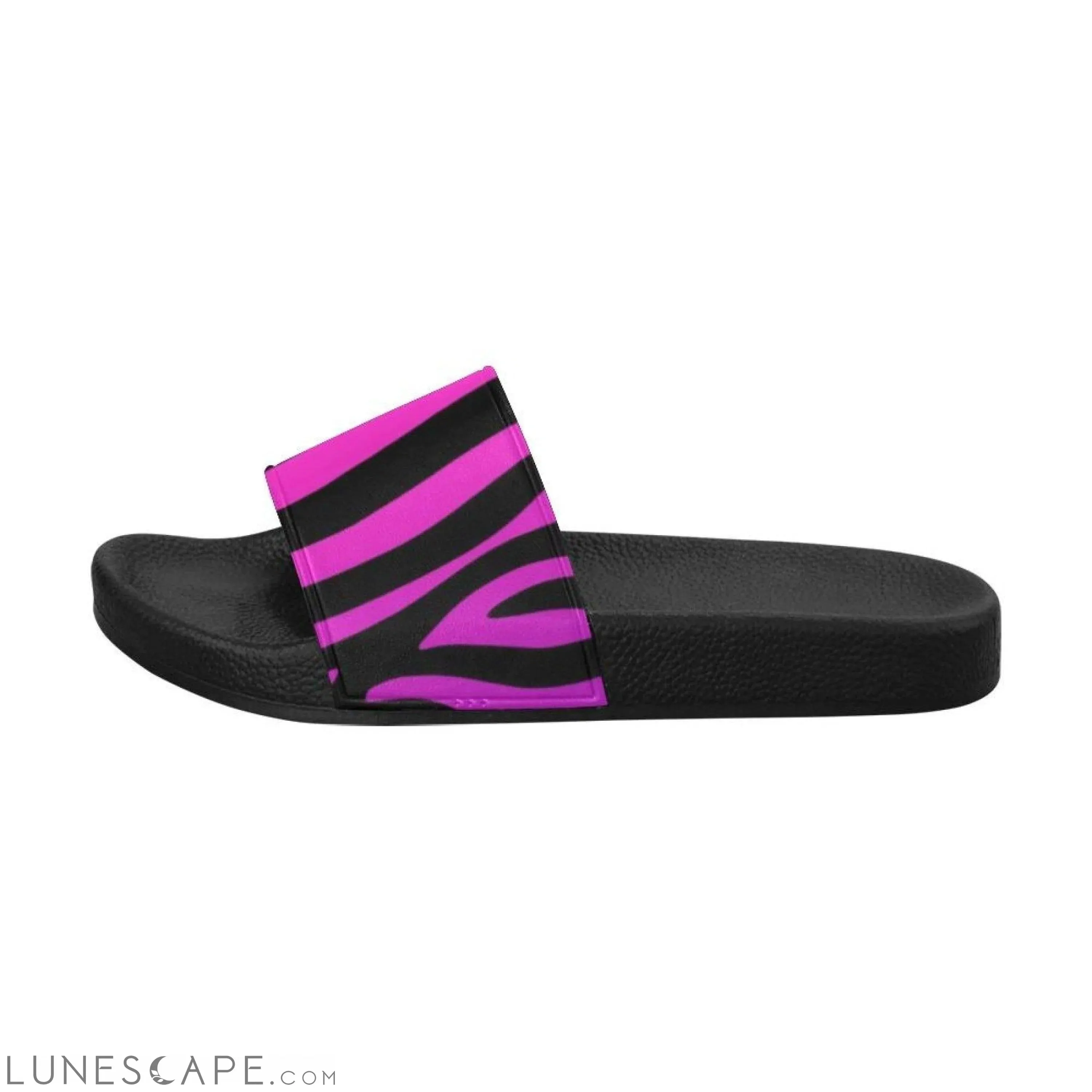 Zebra Striped Beach Slides - Fuschia