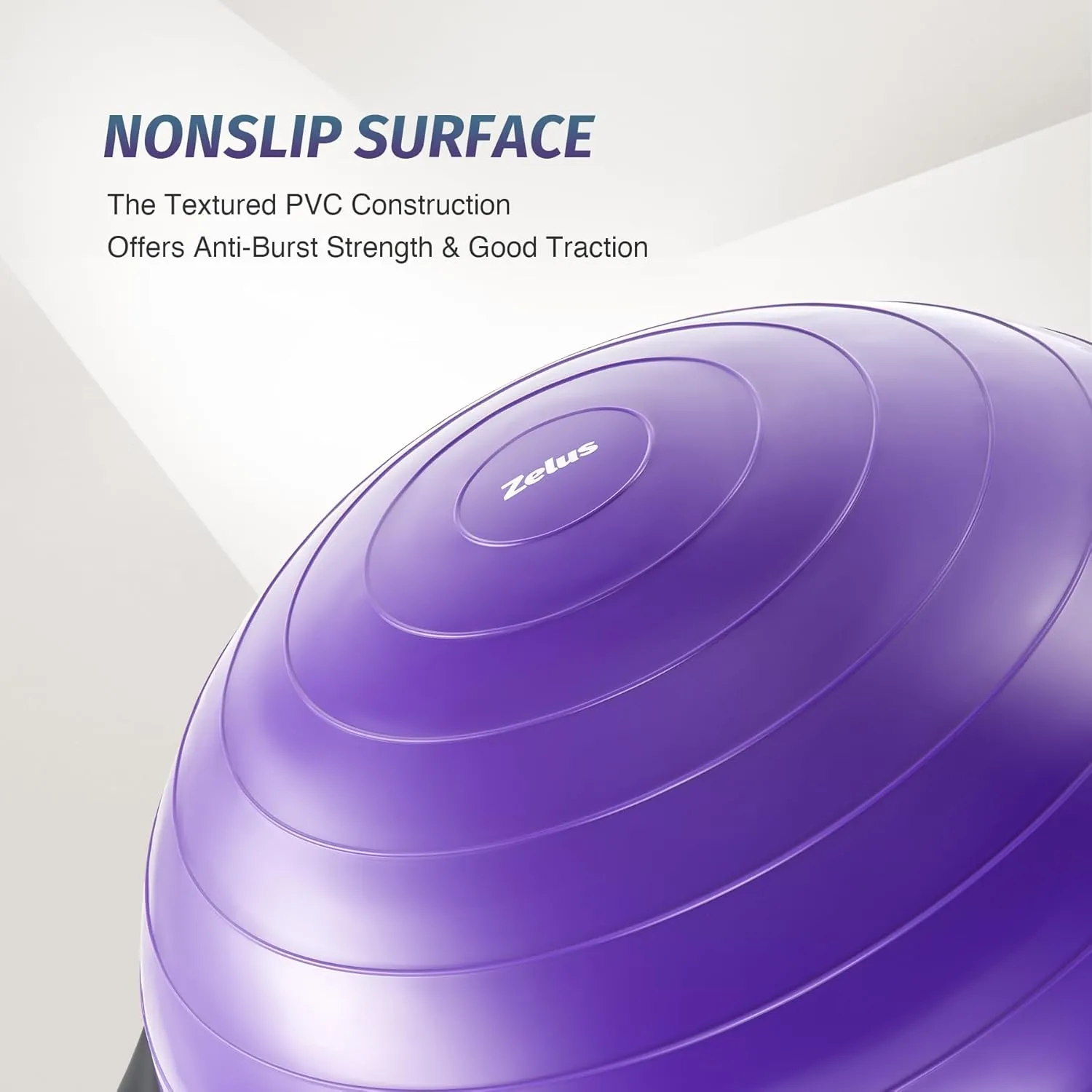 ZELUS 25in. Balance Ball | 660lb Inflatable Half Exercise Ball Wobble Board Balance Trainer w Nonslip Base | Half Yoga Ball Strength Training Equipment w 2 Bands, Pump, Extra Ball Included