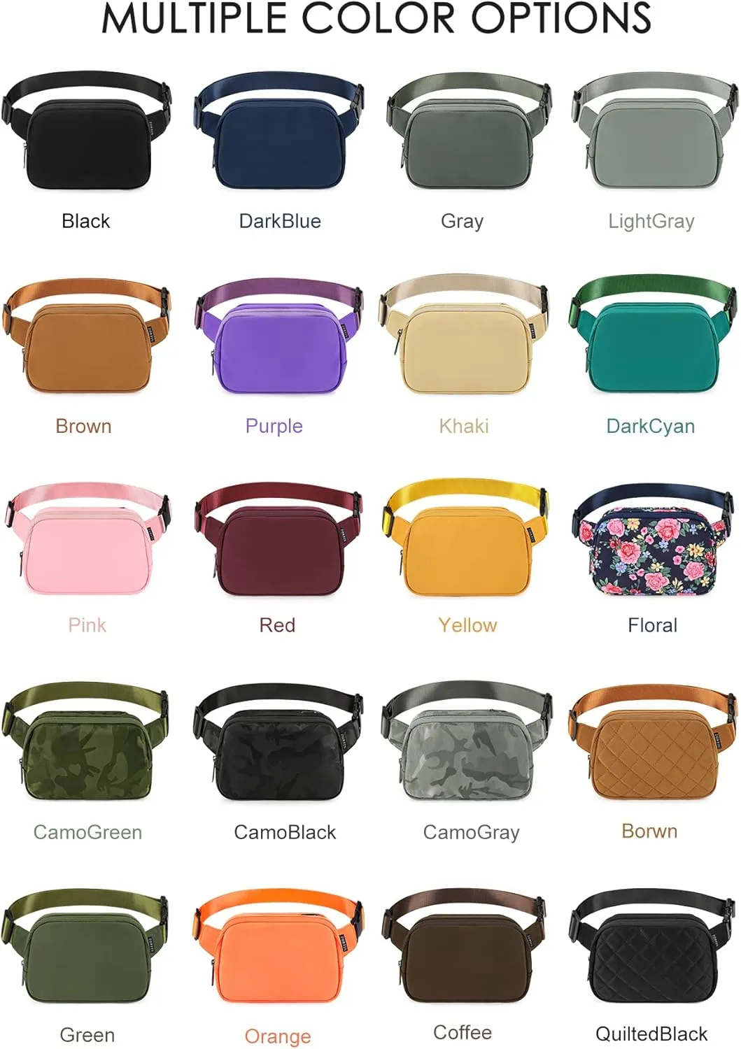 ZORFIN Belt Bag for Women Men Fashionable Crossbody Fanny Packs for Women with Adjustable Strap for Hiking Running Travel (Khaki)